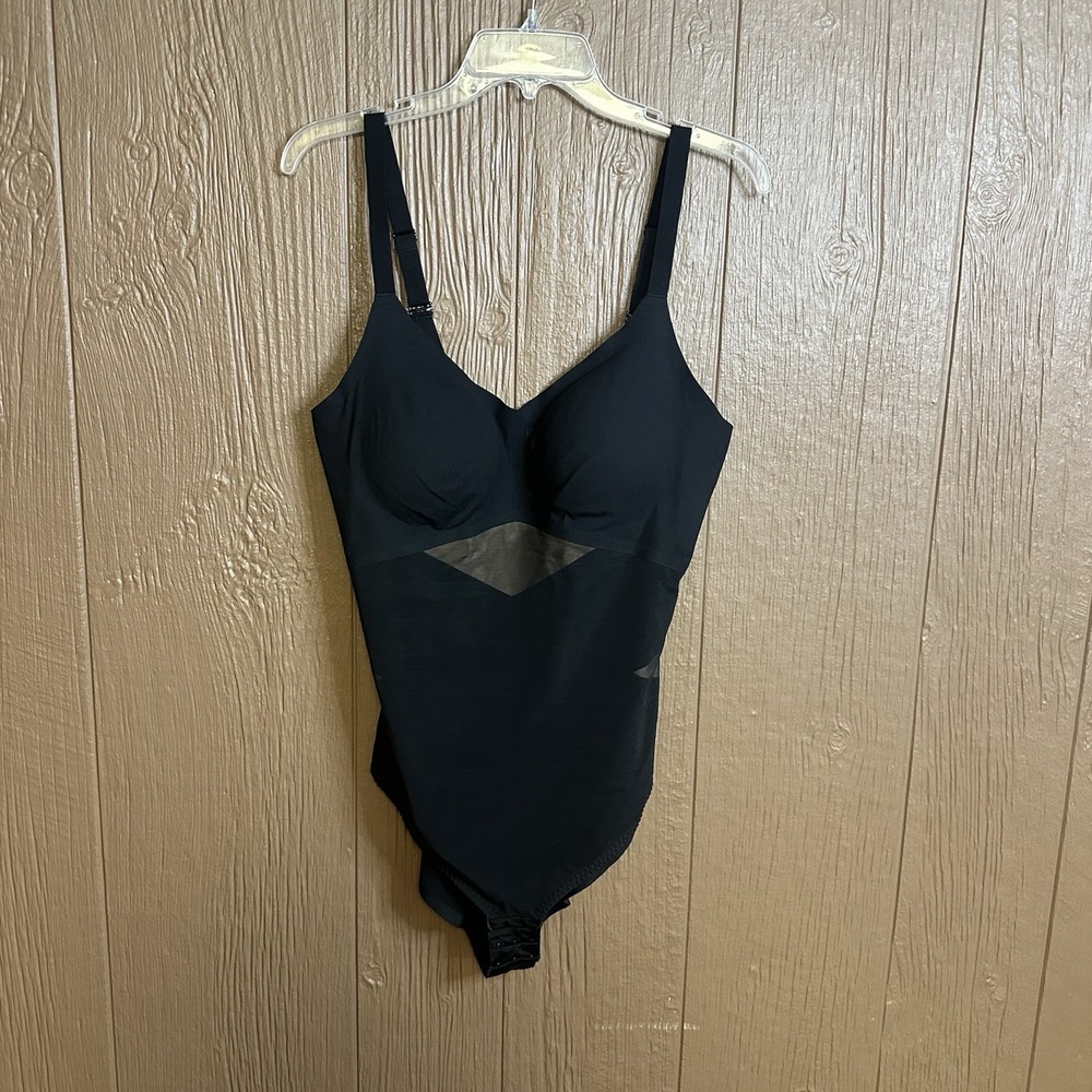 Honeylove Boldness Bodysuit Shadow Black Mesh Shapewear Size XL Slimming